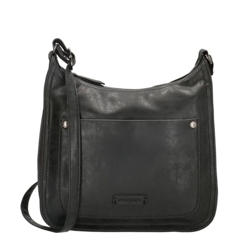 Christian Wippermann Schwarze Handtasche für Damen - Damen Umhängetasche in Leder Optik, PU Material, 27x24x7,5 cm - großes Hauptfach, Reißverschlussfächer - Schulterriemen 150 cm - Schwarz von Christian Wippermann
