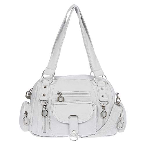 Christian Wippermann - Hochwertige Umhängetasche Damen Stoff Canvas 32x20x10cm - Verstellbarer Riemen 75-145cm - Viele Fächer mit Reißverschluss - Perfekte Canvas Tasche für Arbeit & Freizeit hellgrau von Christian Wippermann