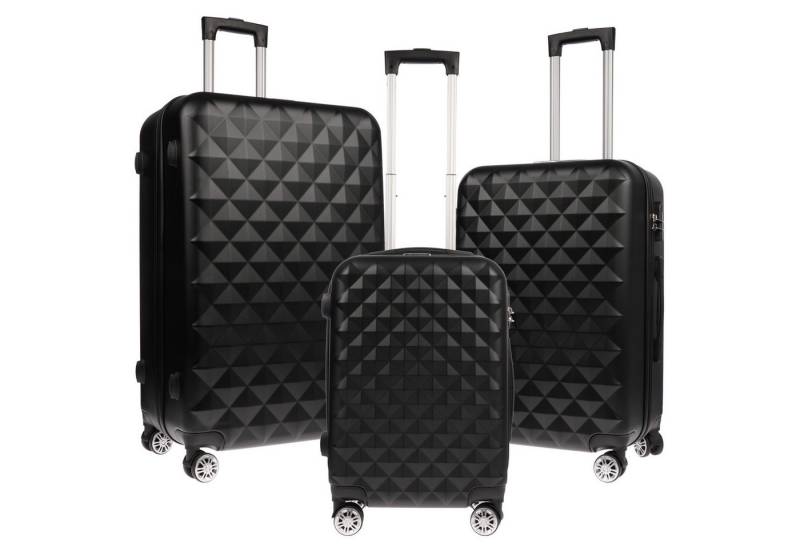 Christian Wippermann Kofferset 3er Trolley Koffer-Set Waffel BASIC Hartschale aus ABS Kunststoff, 4 Rollen, (XL-L-M, Kofferset), 360° Leichtlauf-Doppelrollen von Christian Wippermann