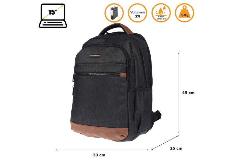 Christian Wippermann Rucksack Rucksack Freizeit Sport Jungen Schule Uni Reise Grau (einzeln), Laptopfach von Christian Wippermann