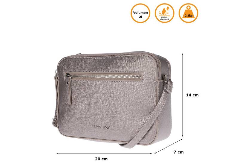 Christian Wippermann Umhängetasche Damen Tasche Schultertasche Umhängetasche Crossover Bag Hellgrau (1 tlg), Leder Optik Handtasche Schwarz von Christian Wippermann