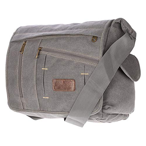Christian Wippermann Umhängetasche Laptop 17 Zoll - Großes Messenger Bag Herren - Canvas Material - Verstellbarer Riemen - Mehrere Fächer vorne/hinten - Büro/Arbeit Tasche Herren ca. 35x30x13 cm Grau von Christian Wippermann