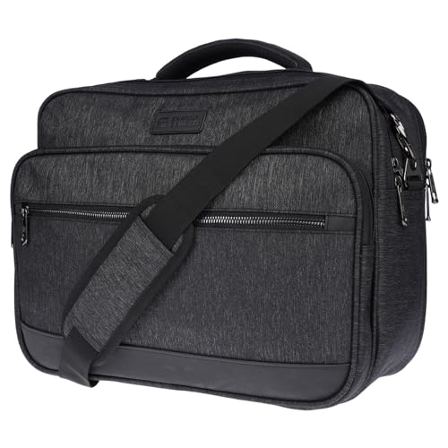 Christian Wippermann XXL Herren Umhängetasche Flugbegleiter Tasche Messenger Arbeitstasche 17 Zoll Laptoptasche Schwarz Schwarz von Christian Wippermann
