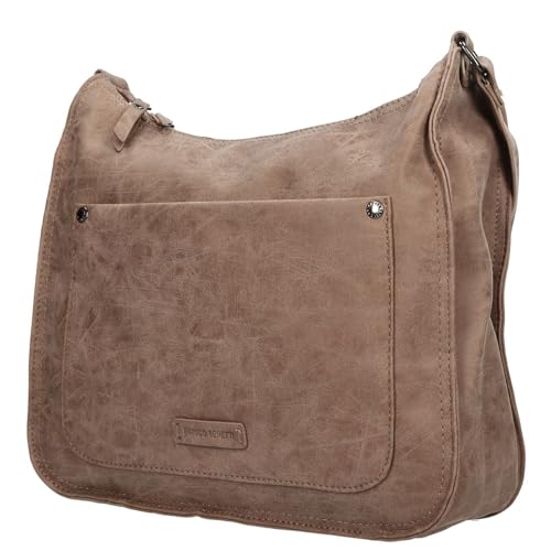 Christian Wippermann große Damen Tasche Schultertasche Umhängetasche Crossover Bag Leder Optik Handtasche Taupe von Christian Wippermann