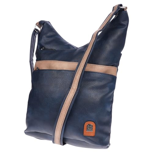 Christian Wippermann Schwarze Handtasche Für Damen - Maße: 27x38x10cm, Verstellbarer Gurt Bis 130cm - Hochwertiges PU - 3 Hauptfächer Mit Reißverschluss - Leicht - Damen Tasche Groß - Leder Optik Blau von Christian Wippermann