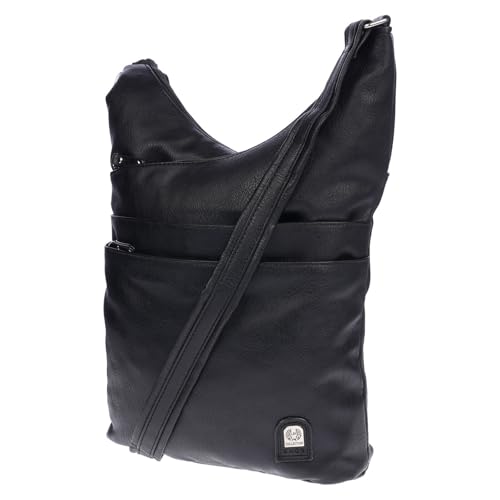 Christian Wippermann Schwarze Handtasche Für Damen - Maße: 27x38x10cm, Verstellbarer Gurt Bis 130cm - PU - 3 Hauptfächer Mit Reißverschluss - Leicht - Damen Tasche Groß - Leder Optik Schwarz von Christian Wippermann