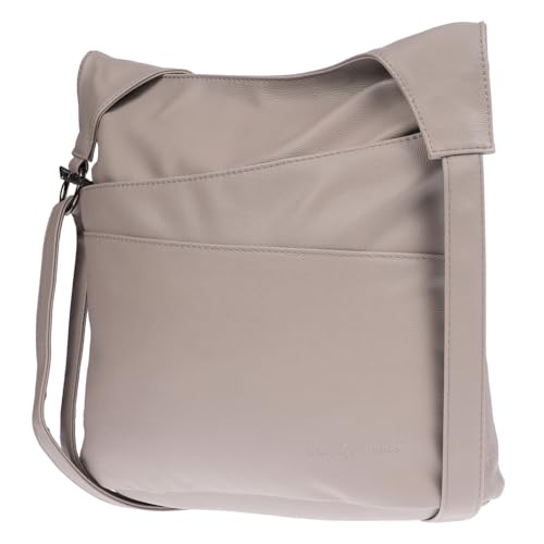 Christian Wippermann große Damen Tasche Umhängetasche Beuteltasche Handtasche Crossover Leder Optik Taupe-Hell von Christian Wippermann