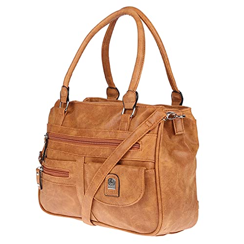 Christian Wippermann große Damen Umhängetasche Tasche Schultertasche in Leder Optik (Cognac) von Christian Wippermann