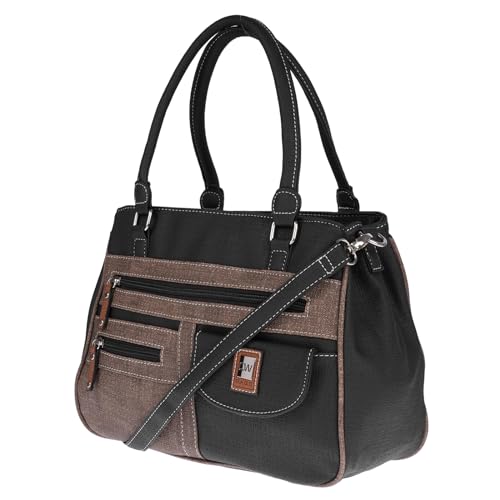 Christian Wippermann große Damen Umhängetasche Tasche Schultertasche in Leder Optik (Schwarz-Apricot) von Christian Wippermann