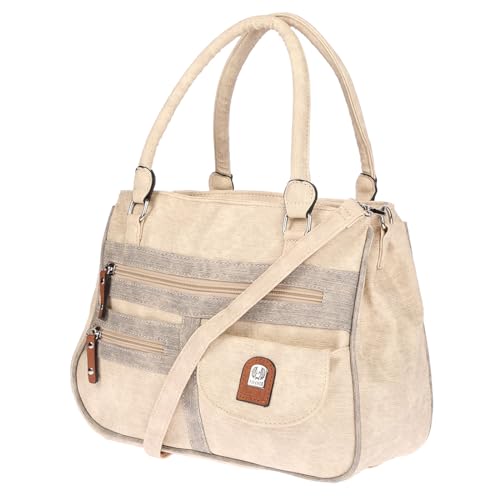 Christian Wippermann große Damen Umhängetasche Tasche Schultertasche in Leder Optik Beige von Christian Wippermann