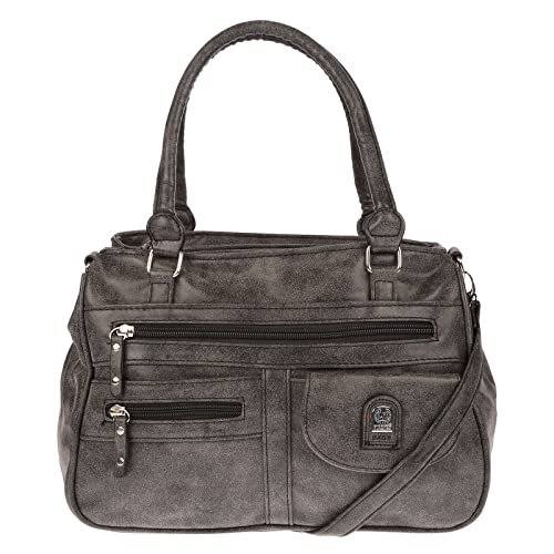 Christian Wippermann große Damen Umhängetasche Tasche Schultertasche in Leder Optik Grau-Schwarz von Christian Wippermann