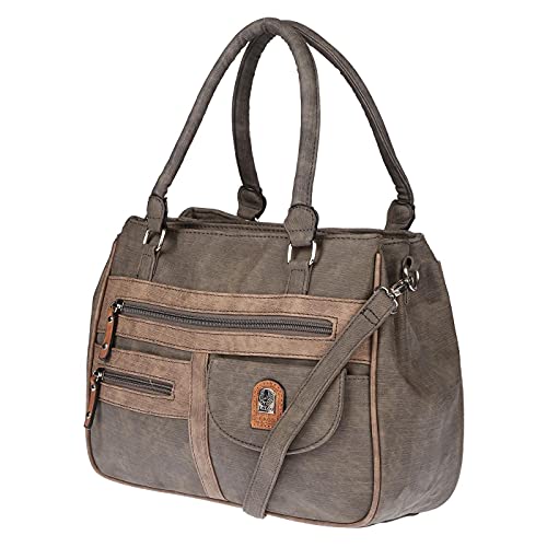 Christian Wippermann große Damen Umhängetasche Tasche Schultertasche in Leder Optik Grau von Christian Wippermann