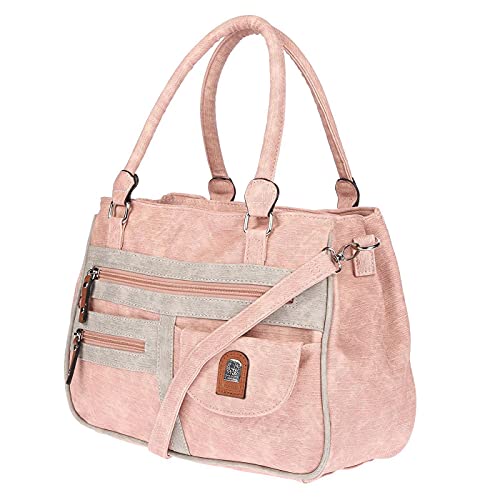 Christian Wippermann große Damen Umhängetasche Tasche Schultertasche in Leder Optik Pink-Grau von Christian Wippermann