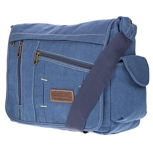 Christian Wippermann große XL Herren Damen Tasche Umhängetasche Canvas Messenger Bag Blau von Christian Wippermann
