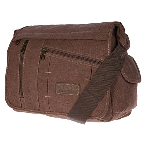 Christian Wippermann Umhängetasche Laptop 17 Zoll - Großes Messenger Bag Herren - Canvas Material - Verstellbarer Riemen - Mehrere Fächer vorne/hinten - Büro/Arbeit Tasche Herren ca. 35x30x13 cm Braun von Christian Wippermann