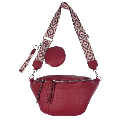 Christian Wippermann große leichte Damen Tasche Schultertasche Umhängetasche Crossover Bag Leder Optik Rot von Christian Wippermann