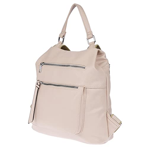 Christian Wippermann großer Damen City Rucksack Tasche Body Bag Leder Optik Schultertasche Beige von Christian Wippermann