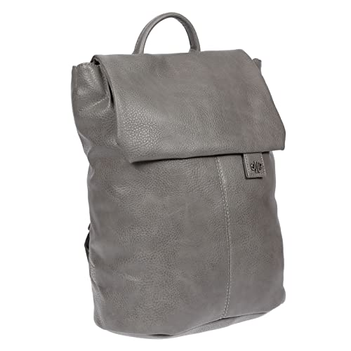 Christian Wippermann großer Damen Rucksack Tasche in Leder Optik mit Laptopfach Grau von Christian Wippermann