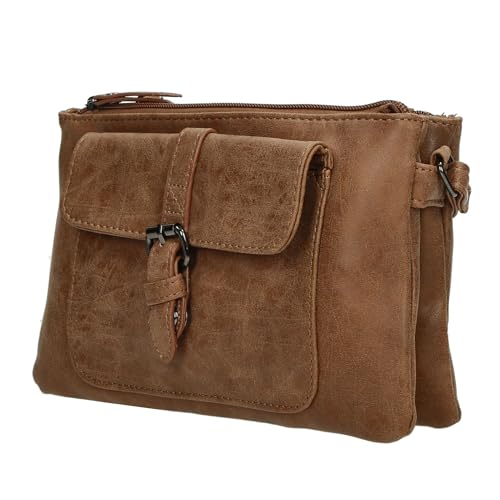 Christian Wippermann kleine Damen Tasche Schultertasche Umhängetasche Crossover Bag Leder Optik Handtasche Camel von Christian Wippermann