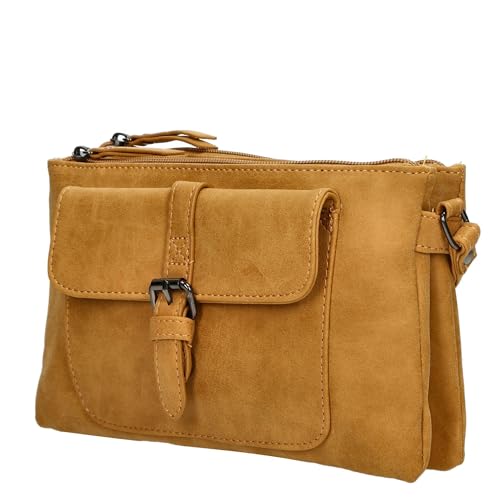 Christian Wippermann kleine Damen Tasche Schultertasche Umhängetasche Crossover Bag Leder Optik Handtasche Gelb von Christian Wippermann