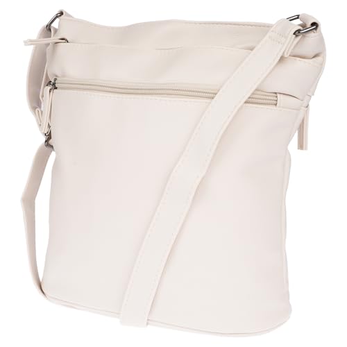 Christian Wippermann Hochwertige Umhängetasche Damen Mittelgroß - Schultertasche Mit Verstellbarem Riemen - Handtasche Damen 28x30x13 cm - Damenhandtasche Für Jeden Anlass - Leder Optik - Offweiss von Christian Wippermann