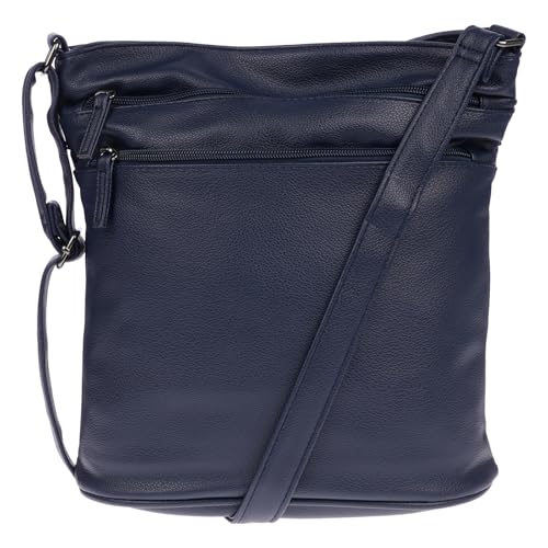 Christian Wippermann Hochwertige Umhängetasche Damen Mittelgroß - Schultertasche Mit Verstellbarem Riemen - Handtasche Damen 28x30x13 cm - Damenhandtasche Für Jeden Anlass - Leder Optik blau von Christian Wippermann