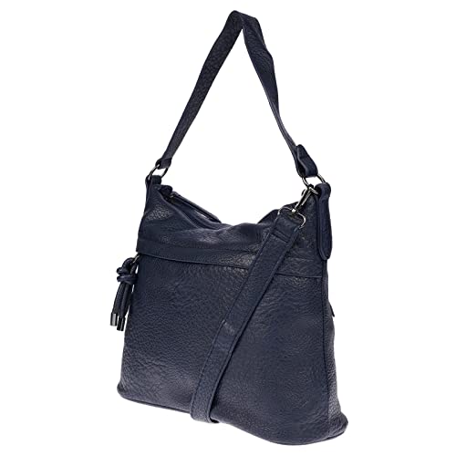 Christian Wippermann mittelgroß Damen Tasche Schultertasche Umhängetasche Crossover Bag Leder Optik Handtasche blau von Christian Wippermann