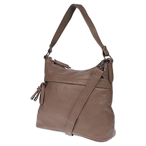 Christian Wippermann mittelgroß Damen Tasche Schultertasche Umhängetasche Crossover Bag Leder Optik Handtasche taupe von Christian Wippermann