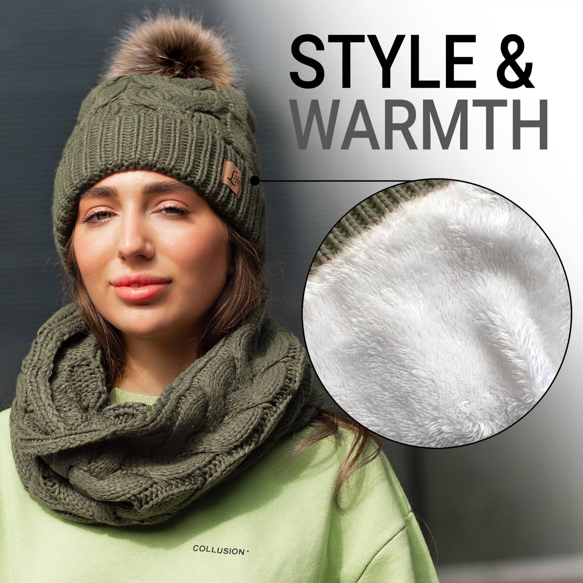 Beanie Mütze Schal Für Frauen, Warme Wintermützen, Damen Wintermützen Mit Pom Poms, Mädchen Geschenk von ChristianLido