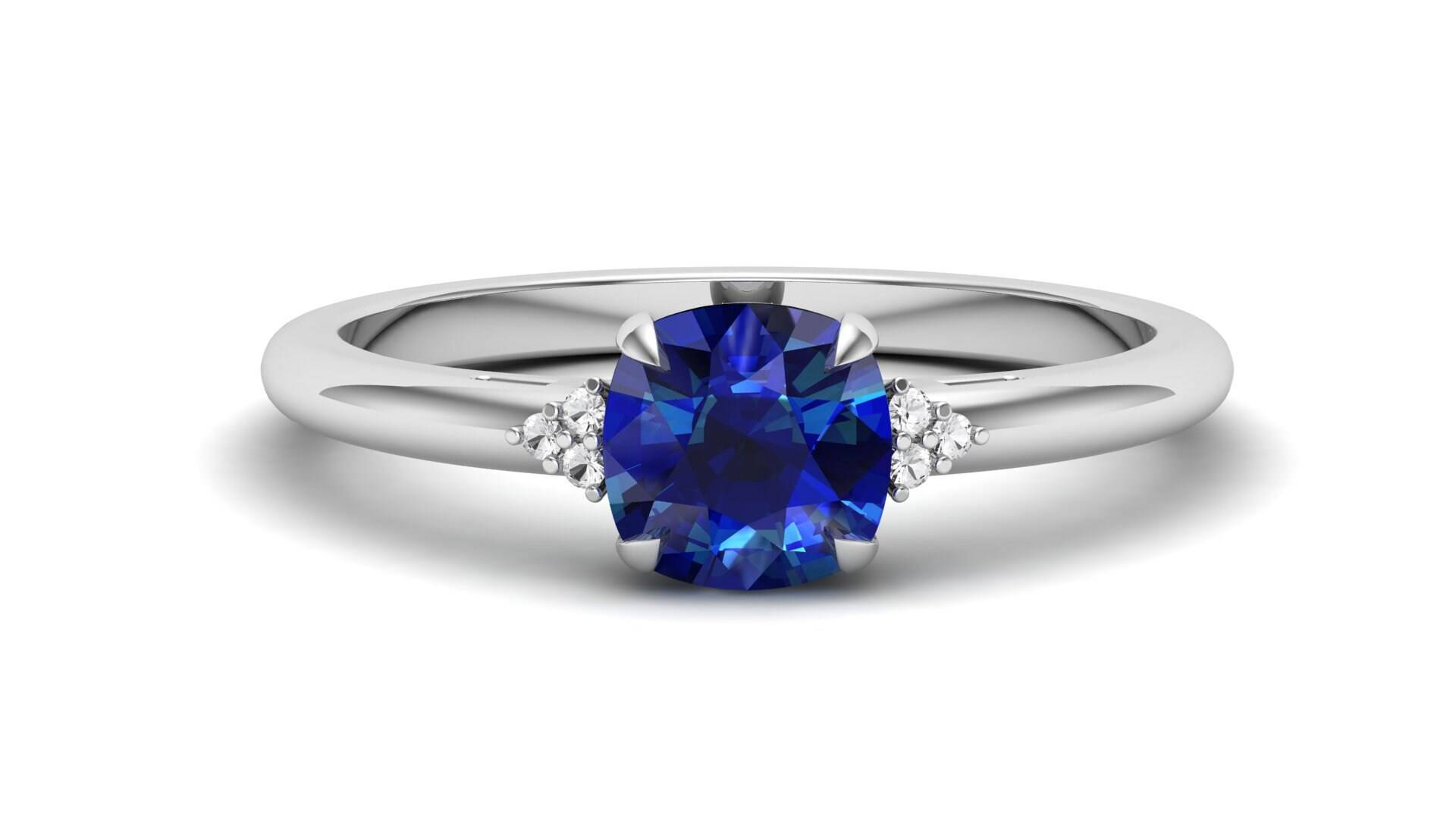 1.20Ct Blauer Saphir Braut Verlobungsring, Ehering Für Die Braut, Einzigartiger Stein Ring, Geschenk Sie, Moissanite Ring Frauen von ChristianMint