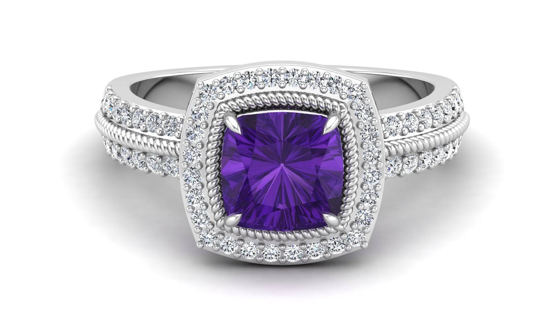 1.50Ct, Aaa Natürlicher Amethyst Edelstein Verlobungsring, Vintage Art Deco Braut Moissanite Ring, Lila Stein Geschenk Für Liebe Geburtstag von ChristianMint