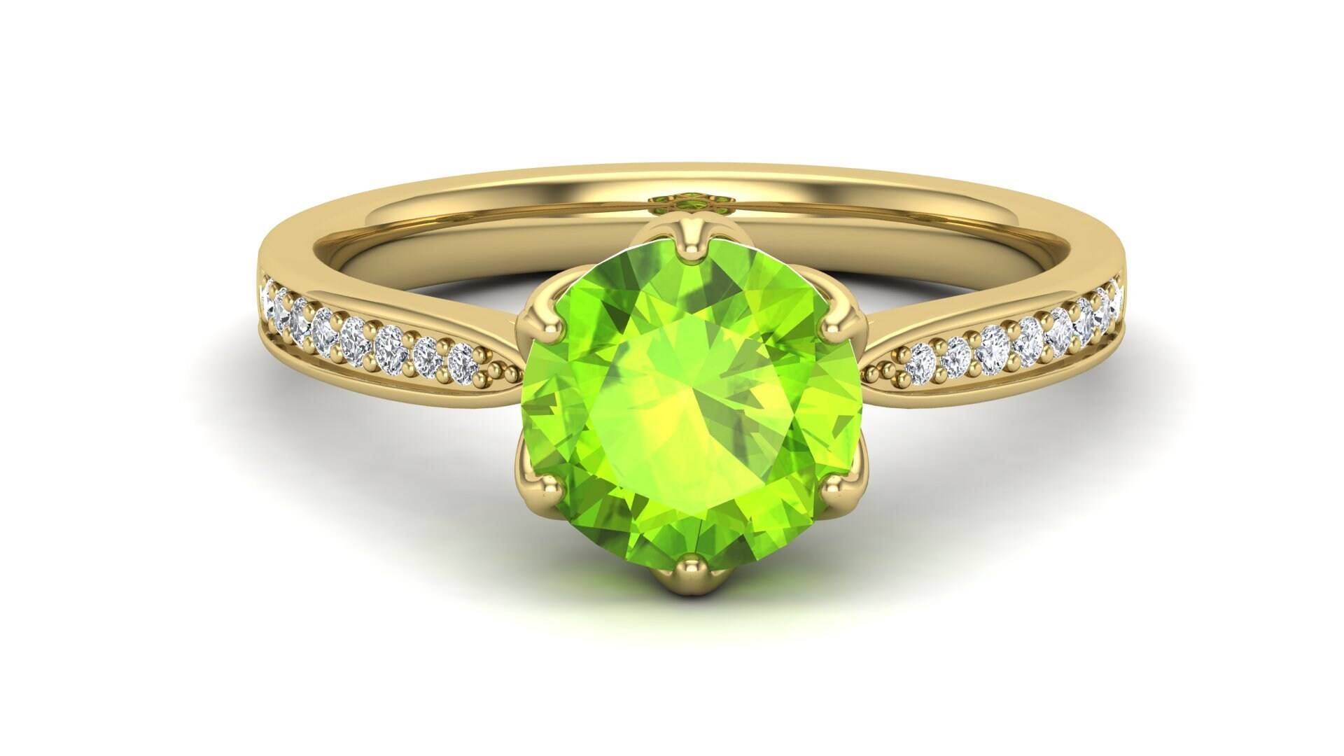 2.00Ct, Aaa Natürlicher Peridot Edelstein Verlobungsring, Vintage Art-Deco Braut Moissanite Ring, Grüner Stein Geschenk Für Frau, Frauen von ChristianMint