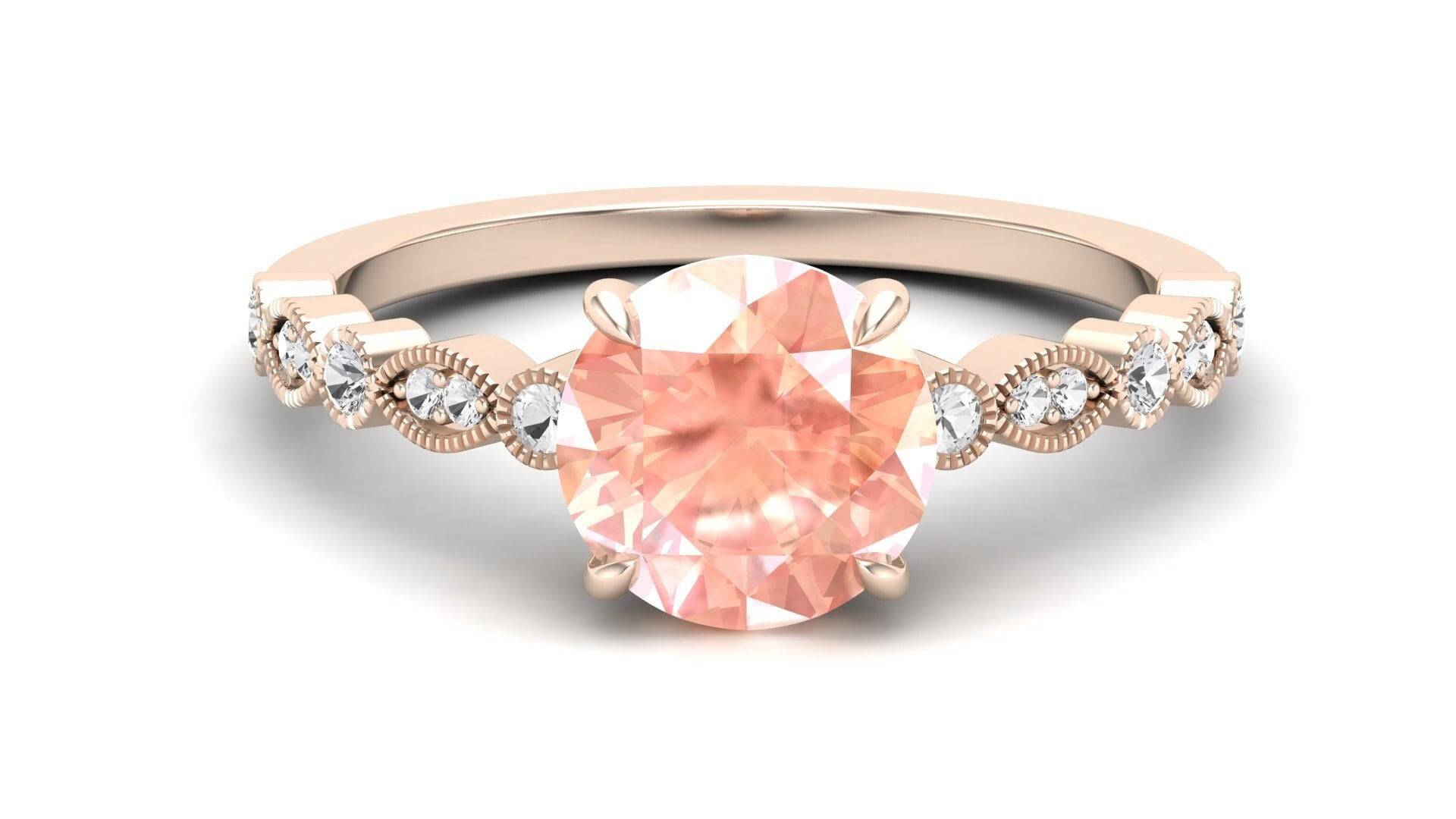 2.38Ct Aaa Pfirsich Morganit & Moissanite in 14K Rose Gold Überzogene Verlobungsring Vintage Braut Solitaire Art Deco Ring Für Frauen Geschenk von ChristianMint