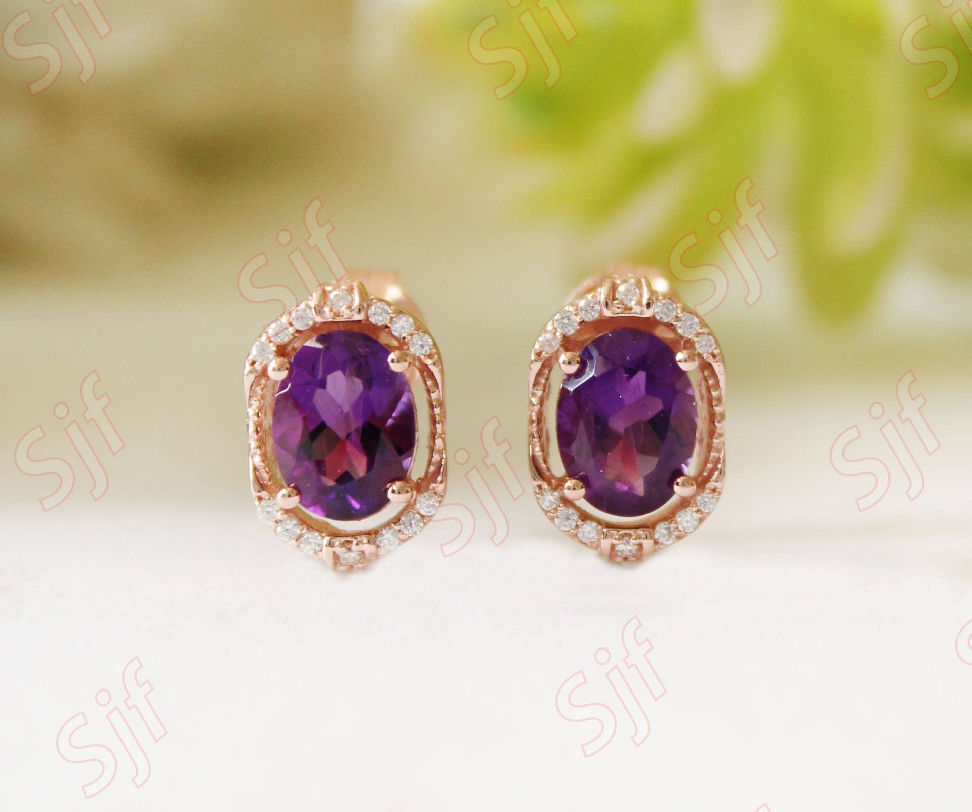 Oval 8x6mm Natürliche Amethyst Silber Ohrstecker, 925 Ohrringe Für Überraschungsgeschenk, Sofort Lieferbar Frauen Schmuck, Februar Birthstone von ChristianMint