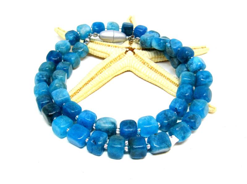 Apatitkette, Blau, Mineralien, Natursteine, Magnetveschluss, 40cm, 45cm Oder 50cm Lang, Versandfertig, | Kette-0025 von ChristianeImkamp