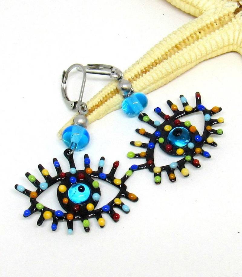 Ohrringe, Kupfer-Augen Emailliert, Brisur Edelstahl, Mto, | Ohrr-0021 Ohrringe, Kupfer-Augen Emailliert, Brisur Edelstahl, Mto, | Ohrr-0021 von ChristianeImkamp