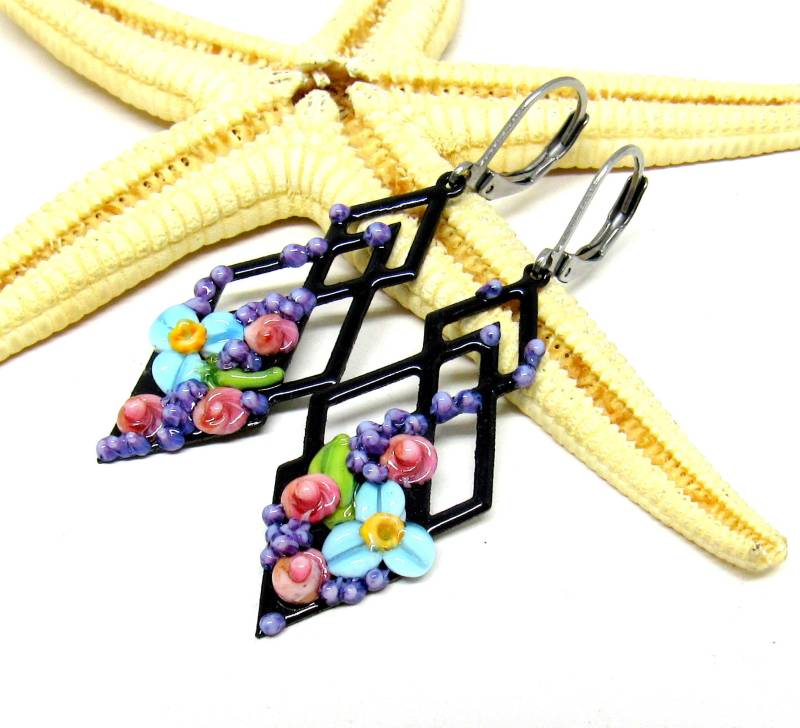 Ohrringe, Kupfer-Elemente Emailliert, Superleicht, Anfertigung Nach Bestellung, | Ohrr-0060 von ChristianeImkamp