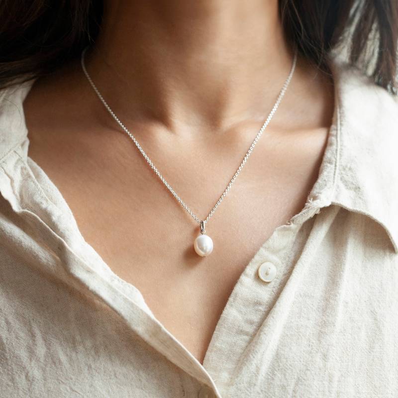 sterling Silber Süßwasser Perle Anhänger Halskette - 18-Zoll-Kette von ChristinRanger
