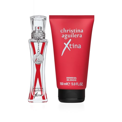 Christina Aguilera - Xtina 2-teiliges Geschenkset, floral-holzig-fruchtiger Duft, spritzige Himbeeren, gezuckerte Rosenblätter & Eichenmoos, markantes 50 ml Duschgel + 15 ml Eau de Parfum für Damen von Christina Aguilera