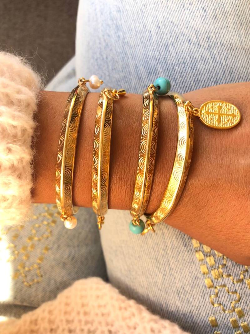 Gold-Armreif, Frauen-Armreifen Mit Anhängern, Offenen Manschetten, Von Christina Christi von ChristinaChristiJls