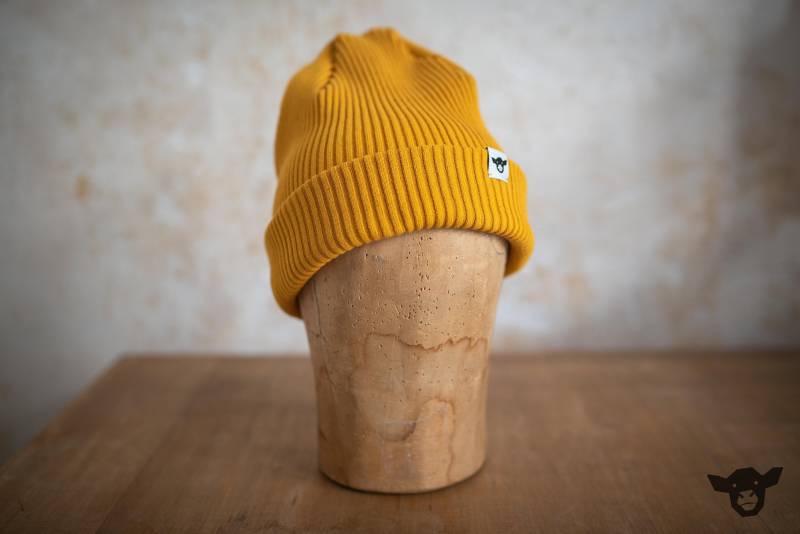 Senfgelbe, Warme Mütze Aus Baumwoll-Rippbündchen in Zwei Größen, Perfekt Für Ohren Bei Wind Und Kälte Frauen, Männer Kinder von ChristinaKalb
