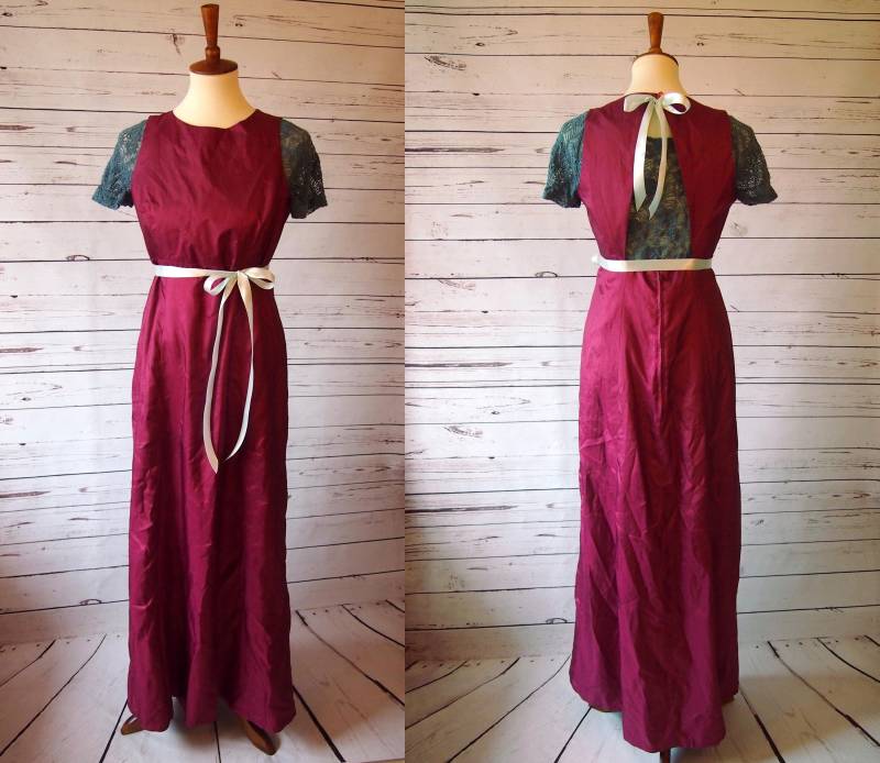 Edwardian Titanic Regency Jane Austen Kostüm Elizabeth Bennet Empire Taille Kleid Rot Blau Teal 1800S 1900S Erwachsene Frauen Dame M L von ChristinaMayVintage