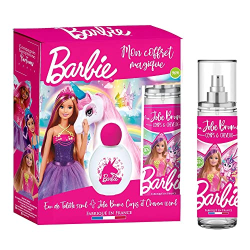 BARBIE Parfumset Eau de Toilette Kinder Mädchen 30 ml + Parfümiertes Duftspray Körper und Haare 100 ml Blumig-Fruchtiger Duft von Christine Arbel