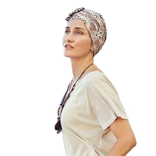 Christine Headwear Women's Damen Baumwolle und Elestane I Beige Ornaments Kopftücher Chemo One Size Turban von Christine Headwear