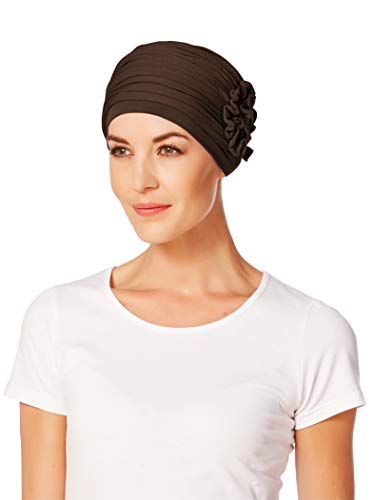 Christine Headwear Lotus Turban Damen Dunkelbraun | Chemo Kopfbedeckung Damen | Kopftuch für Damen Mit Haarausfall | Chemo Mütze Damen Auf 95% Viskose Bambus 5% Elasthan von Christine Headwear