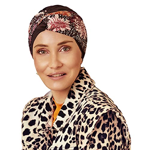 Christine Headwear Women's Shakti Turban-w/Printed (Express) Headband, Chocolate w/Garden Pinks, One Size von Christine Headwear