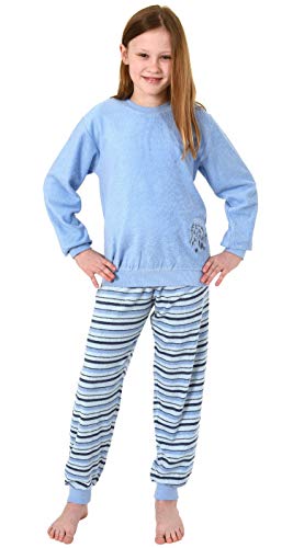 Mädchen Frottee Pyjama Schlafanzug Langarm mit Bündchen und Pferd als Motiv - 291 13 571, Farbe:hellblau, Größe:158/164 von Normann