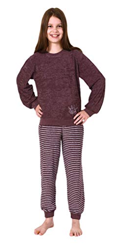 Toller Mädchen Frottee Pyjama Schlafanzug Langarm mit Bündchen & Applikation 29140113572, Farbe:Beere, Größe:164 von Christine Designer