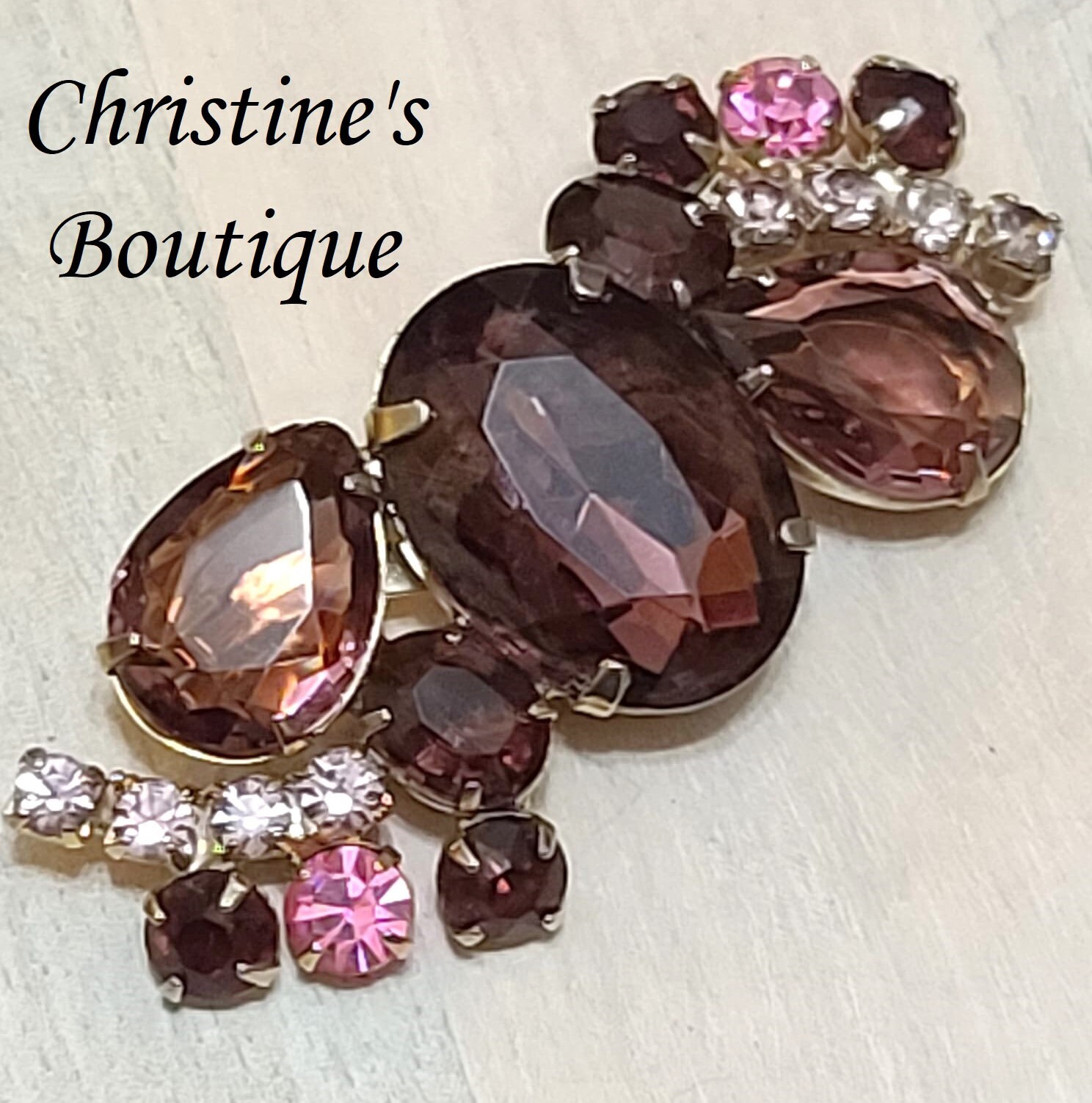 Vintage Brosche, Lila Glas Und Strass Pin, Schmuck von ChristinesBoutique1