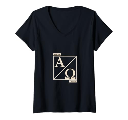 Damen Christlich Alpha Omega Anfang Und Ende Glaube T-Shirt mit V-Ausschnitt Damen Christlich Alpha Omega Anfang Und Ende Glaube T-Shirt mit V-Ausschnitt von Christlich Glaube Alpha Omega Symbol Zeichen